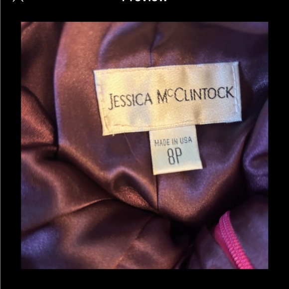 Vintage Jessica McClintock Strapless Mini Dress Hot Pink Size 8P - Picture 8 of 9